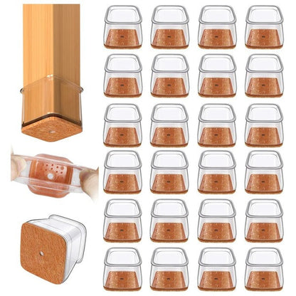 Square Chair Leg Protectors for Hardwood Floors, 24-Piece Furniture Set