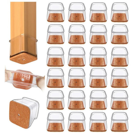Square Chair Leg Protectors for Hardwood Floors, 24-Piece Furniture Set