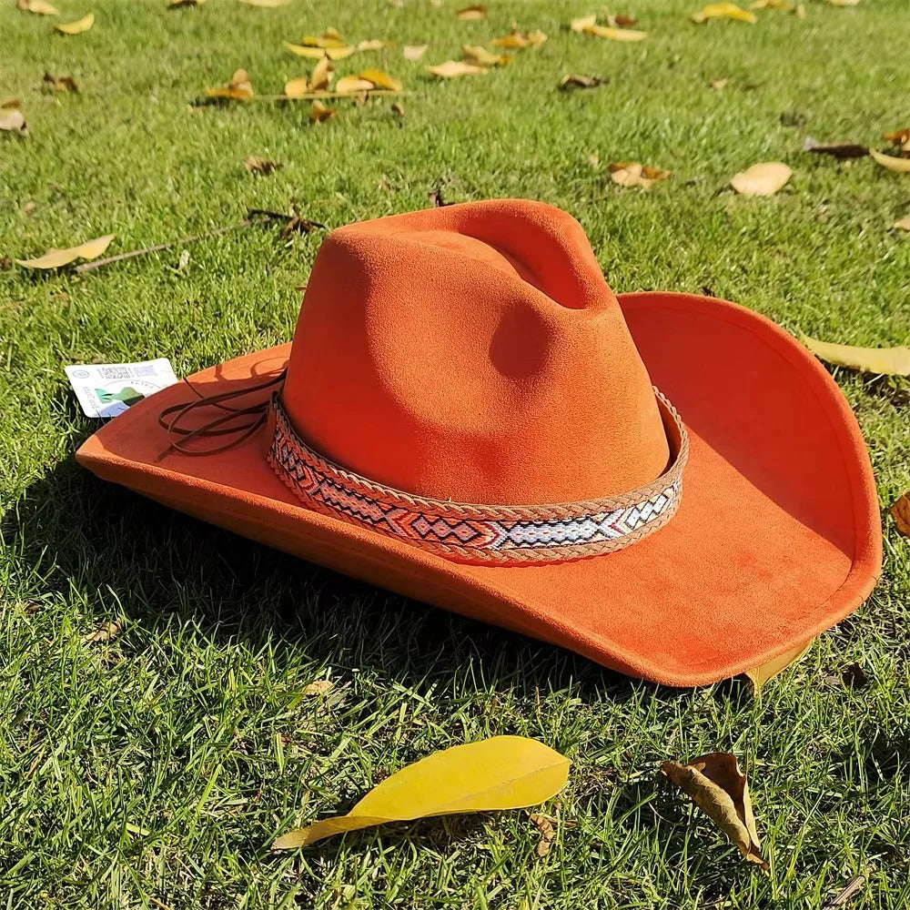 Vintage Suede Cowboy Fedora Hat for Outdoor Wear