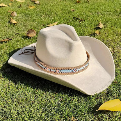Vintage Suede Cowboy Fedora Hat for Outdoor Wear