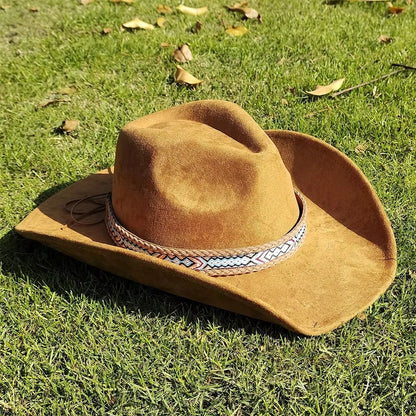 Vintage Suede Cowboy Fedora Hat for Outdoor Wear