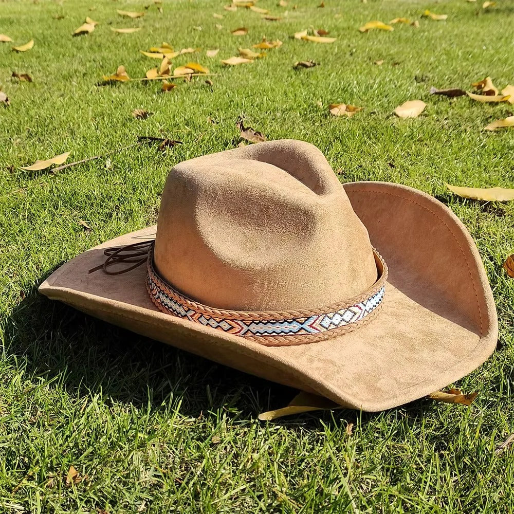 Vintage Suede Cowboy Fedora Hat for Outdoor Wear