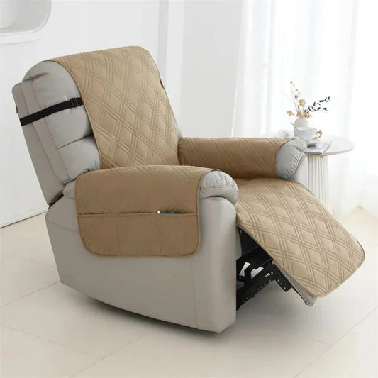 Quilted Recliner Slipcover with Waterproof Coating and Machine Washable Fabric