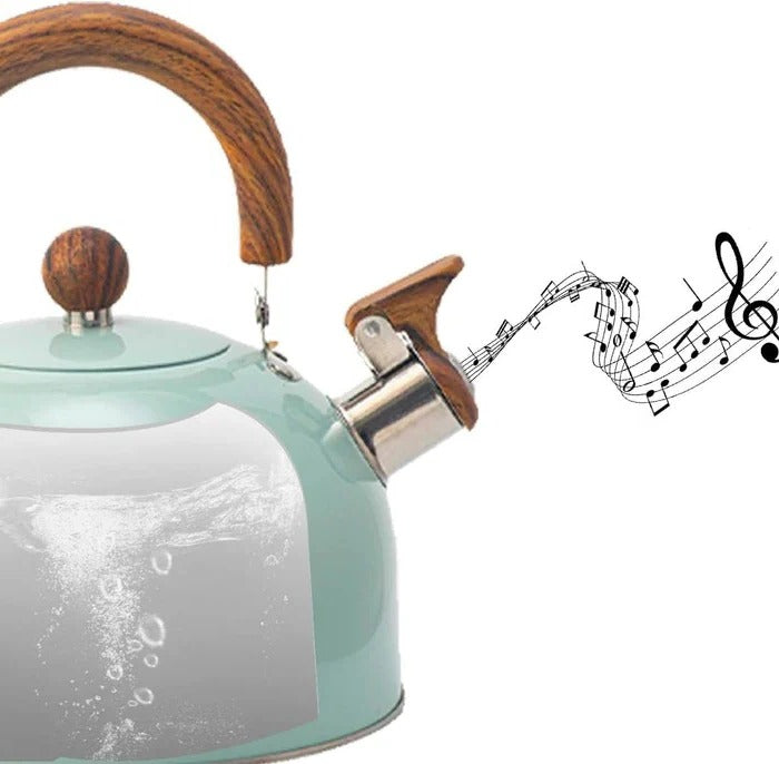 Stovetop Kettle with Automatic Whistle Alert and Flat Base for All Cooktops
