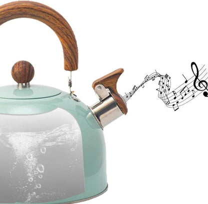 Stovetop Kettle with Automatic Whistle Alert and Flat Base for All Cooktops