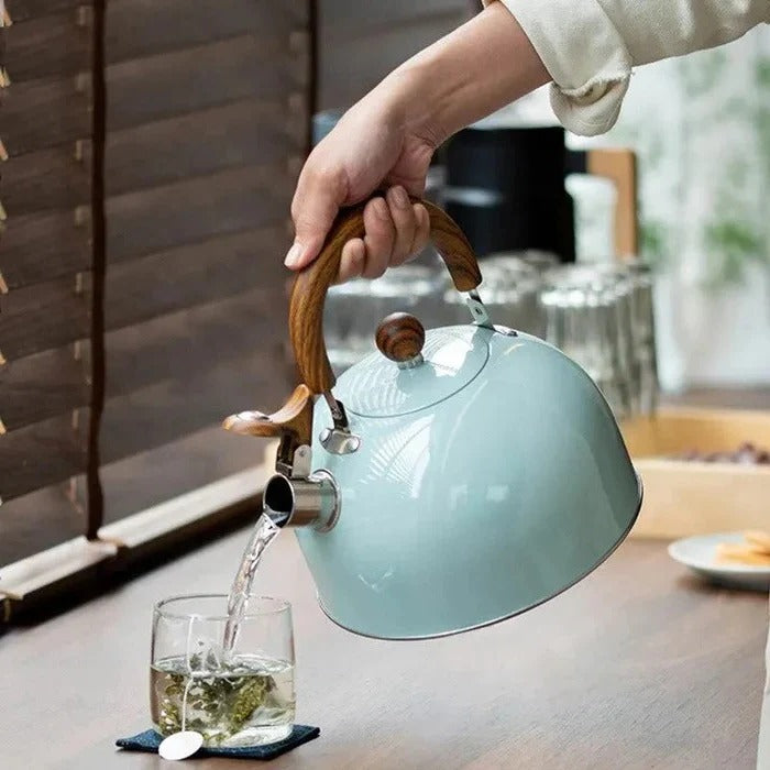 Stovetop Kettle with Automatic Whistle Alert and Flat Base for All Cooktops