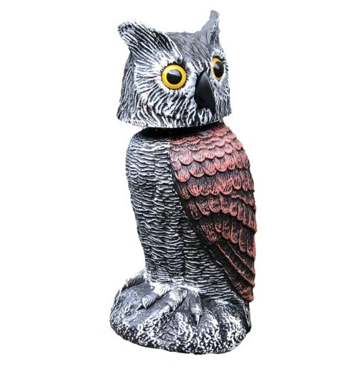 Realistic 2-Pack Owl Decoy with Rotating Head Outdoor Bird and Pest Repellent