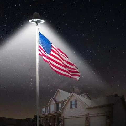 Solar Powered Flagpole with LED Flag Pole Lights