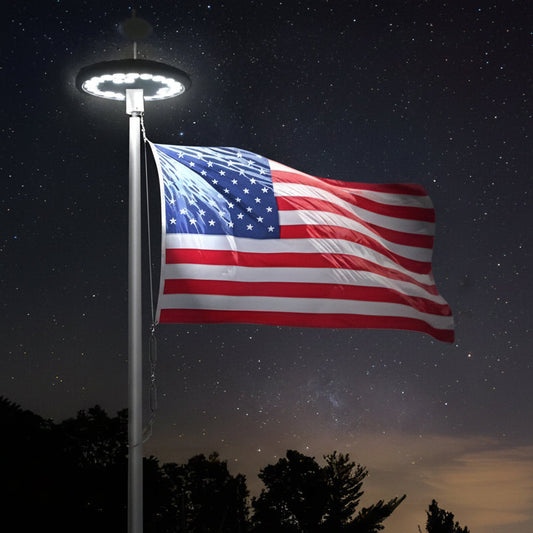 Solar Flagpole Light with 26 White LEDs and Auto-Sensing Activation, IP67 Waterproof