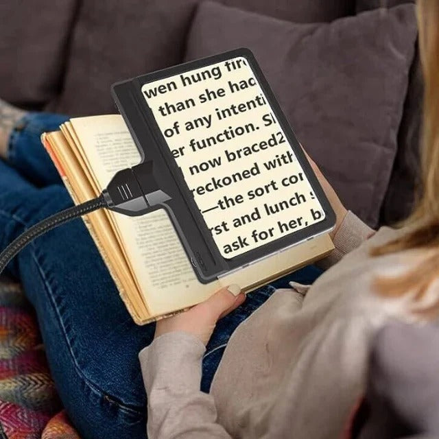 5X Magnifying Floor Lamp with Full-Page Lens and Adjustable Gooseneck Arm