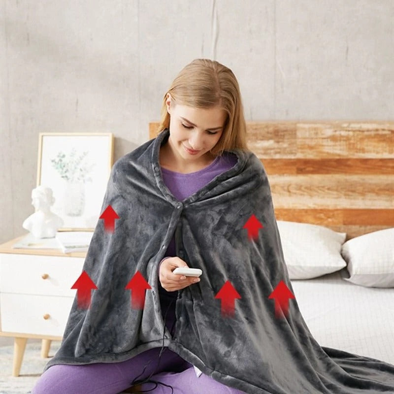 Portable Heated Blanket with Three Temperature Settings and Power Bank Compatible