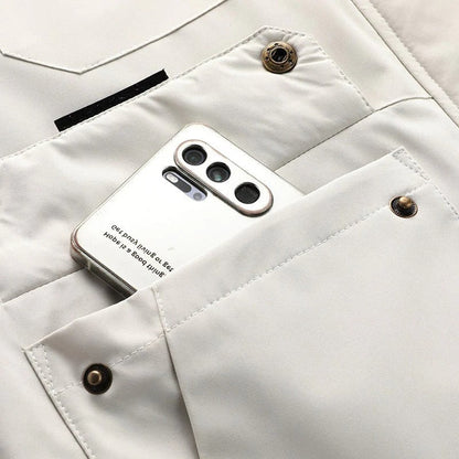Rain and Wind Jacket with Detachable Hood and Sealed Wrist Cuffs, Zippered Pockets