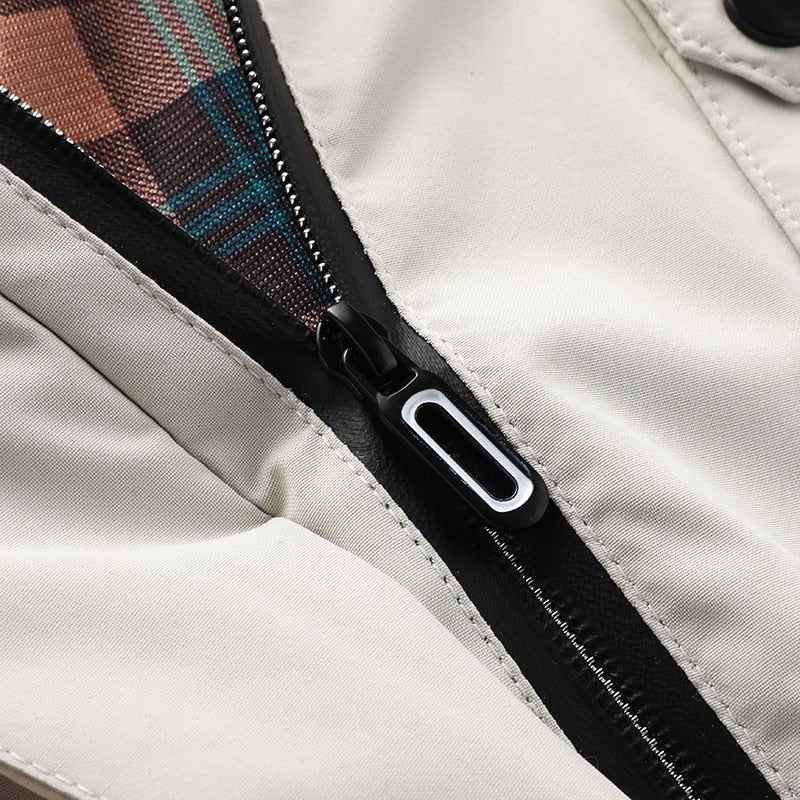 Rain and Wind Jacket with Detachable Hood and Sealed Wrist Cuffs, Zippered Pockets