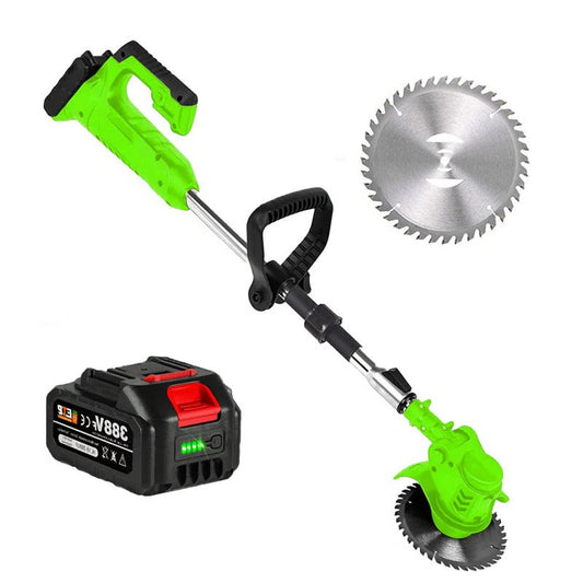 Cordless Grass Trimmer with 24V Motor and Adjustable Telescopic Handle, Three Blade Types