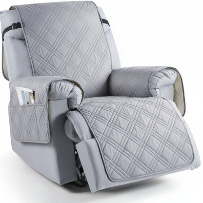 Microfiber Recliner Cover with Waterproof TPU Coating and Dual Side Pockets, Machine Washable