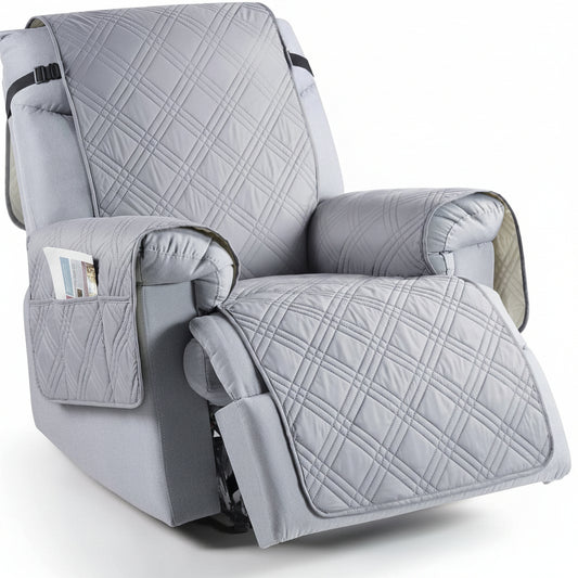 Microfiber Recliner Cover with Waterproof TPU Coating and Dual Side Pockets, Machine Washable