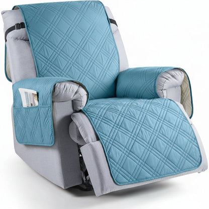 Microfiber Recliner Cover with Waterproof TPU Coating and Dual Side Pockets, Machine Washable