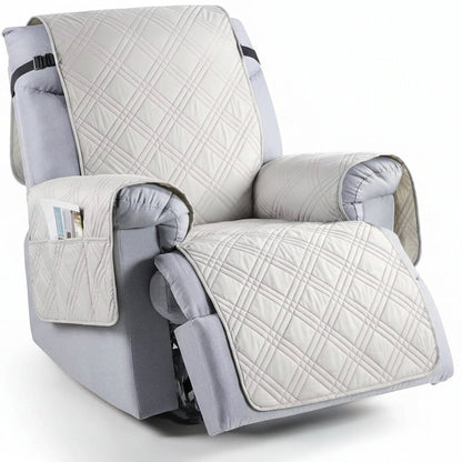 Microfiber Recliner Cover with Waterproof TPU Coating and Dual Side Pockets, Machine Washable