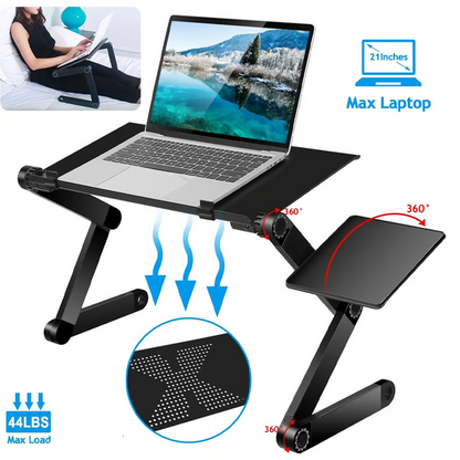 Adjustable Laptop Stand with 360 Degree Rotation and Detachable Mouse Pad