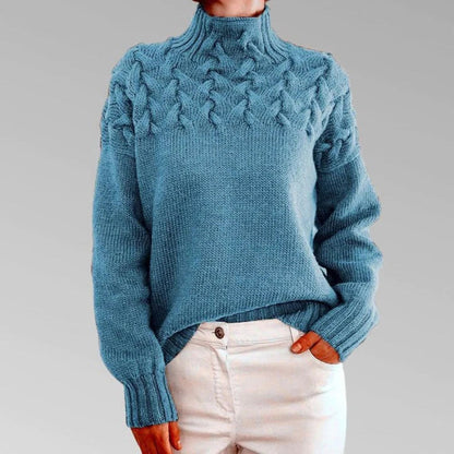 Turtleneck Sweater with Long Sleeves and Hip-Length Cut