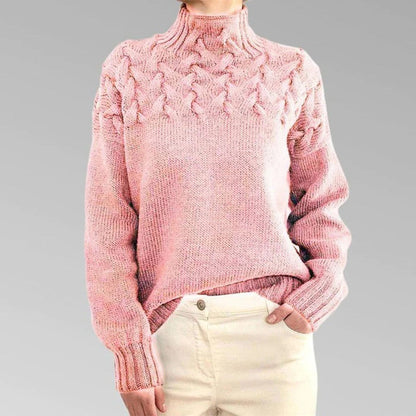 Turtleneck Sweater with Long Sleeves and Hip-Length Cut