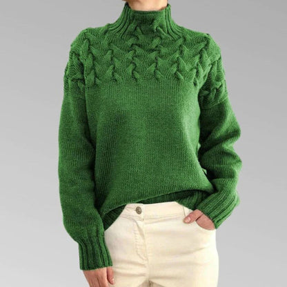 Turtleneck Sweater with Long Sleeves and Hip-Length Cut
