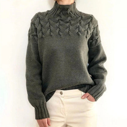Turtleneck Sweater with Long Sleeves and Hip-Length Cut
