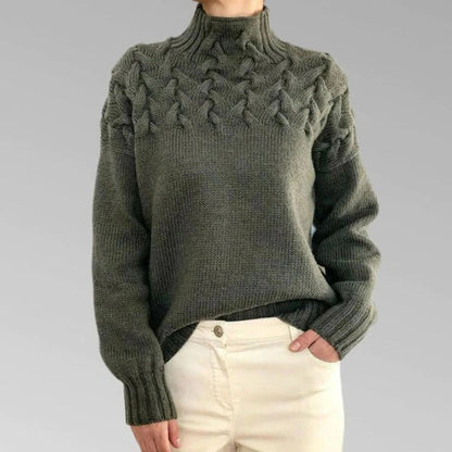 Turtleneck Sweater with Long Sleeves and Hip-Length Cut