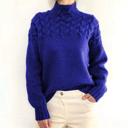 Turtleneck Sweater with Long Sleeves and Hip-Length Cut