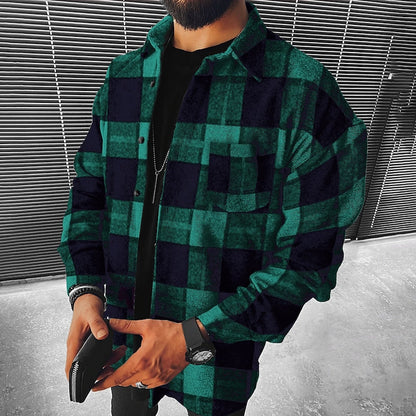 Brushed Tartan Overshirt with Button Front and Relaxed Fit