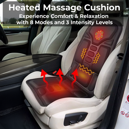 Massage Cushion with Eight Vibrating Nodes and Heat for Office and Car Seats