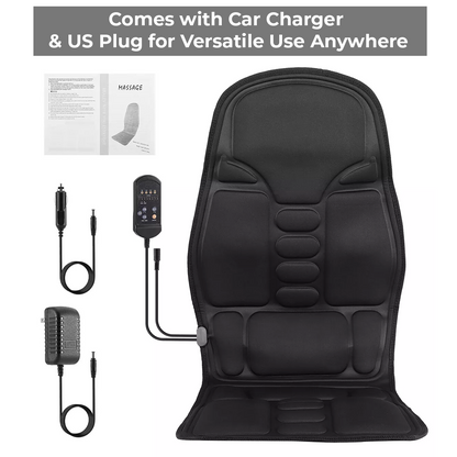Massage Cushion with Eight Vibrating Nodes and Heat for Office and Car Seats