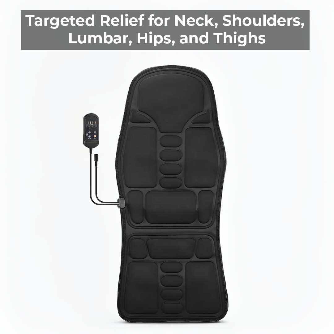 Massage Cushion with Eight Vibrating Nodes and Heat for Office and Car Seats