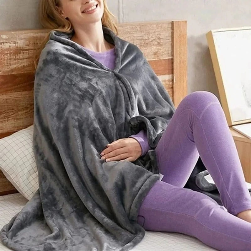Portable Heated Blanket with Three Temperature Settings and Power Bank Compatible