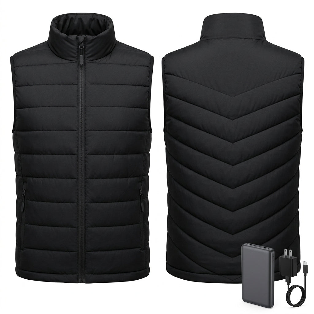 Womens Heated Puffer Vest with Rechargeable Battery and Three Heat Levels for Cold Days