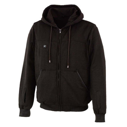 Rechargeable Heated Hoodie with Front and Back Heat Zones and Motorcycle Battery Adapter