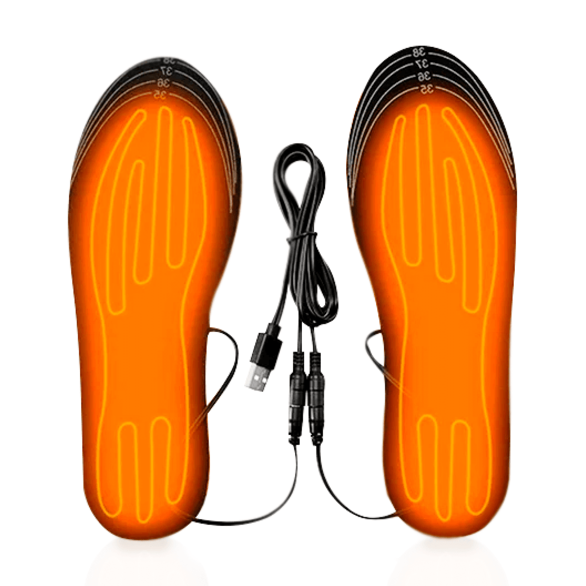 USB Rechargeable Heated Insoles with Dual Zones and Adjustable Temperature for Winter