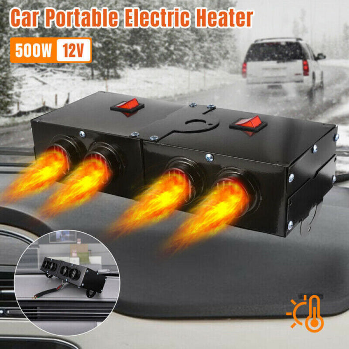 Portable 12V Car Heater with Dual Switch Control and Four Air Outlets
