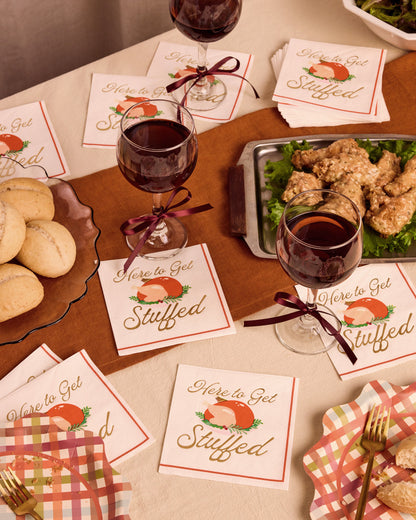 Turkey Cocktail Napkins with Gold Foil Script, 50-Count Set