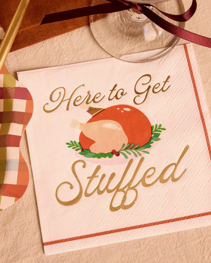Turkey Cocktail Napkins with Gold Foil Script, 50-Count Set
