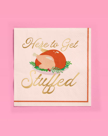 Turkey Cocktail Napkins with Gold Foil Script, 50-Count Set