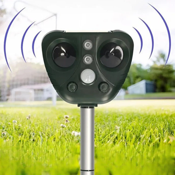 Motion Activated Bird Repeller with Ultrasonic Sound and LED Flash, 30ft Range