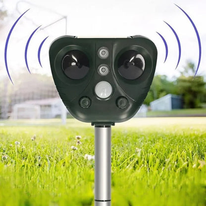 Motion Activated Bird Repeller with Ultrasonic Sound and LED Flash, 30ft Range