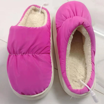 Heated Slippers with Detachable Power Cord and Nonslip Sole, Unisex