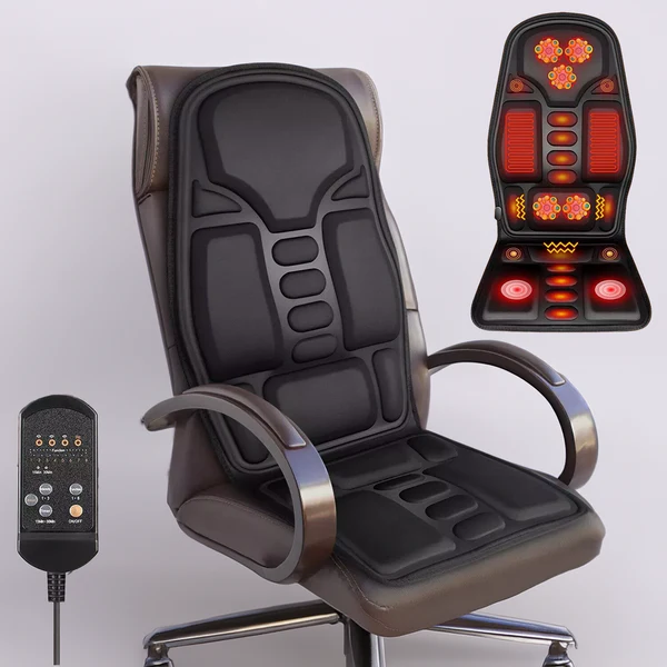 Massage Cushion with Eight Vibrating Nodes and Heat for Office and Car Seats