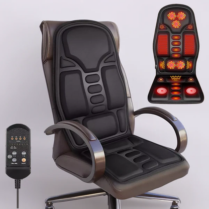 Massage Cushion with Eight Vibrating Nodes and Heat for Office and Car Seats